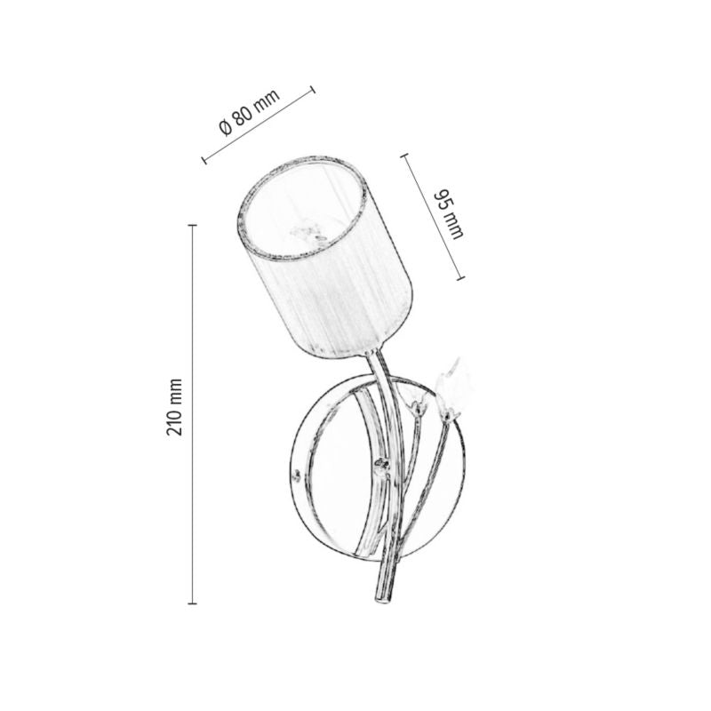 Væglampe SPOT Light 1xE14 Maks. 9W Elegant Kombination af Krom og Sølvfarvet Stof, Polsk Producent, 1 stk.