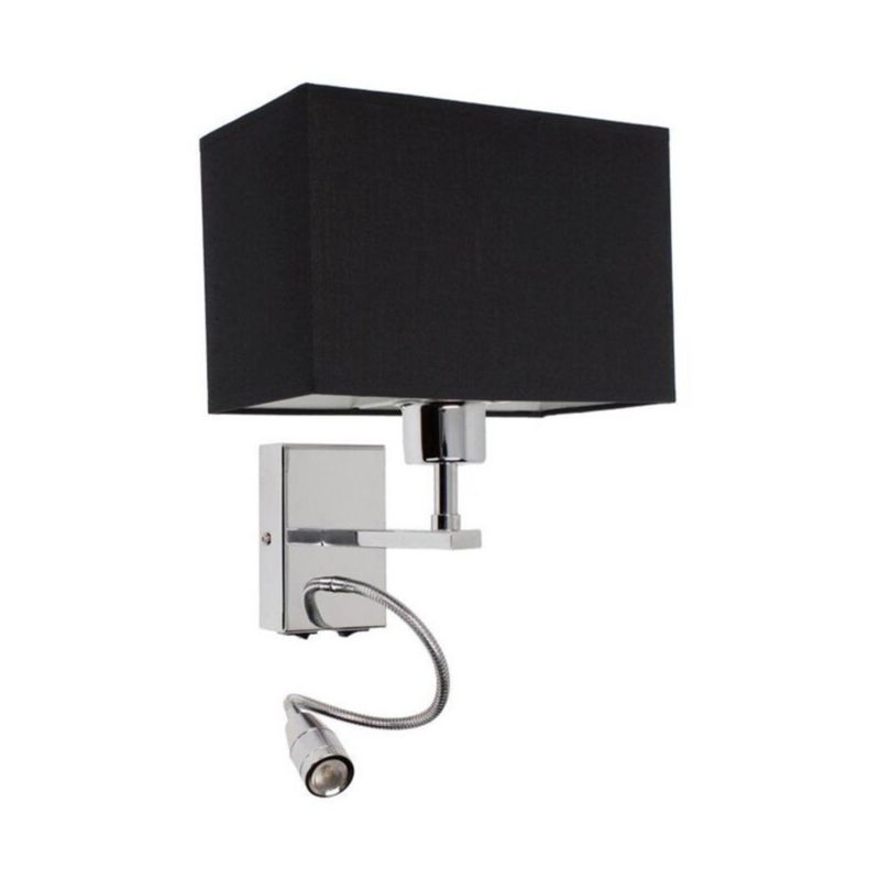 Væglampe SPOT Light 1xE27 max. 25W, 1xLED integreret 2,5W, kombination af krom og sort lampeskærm, 1 stk.