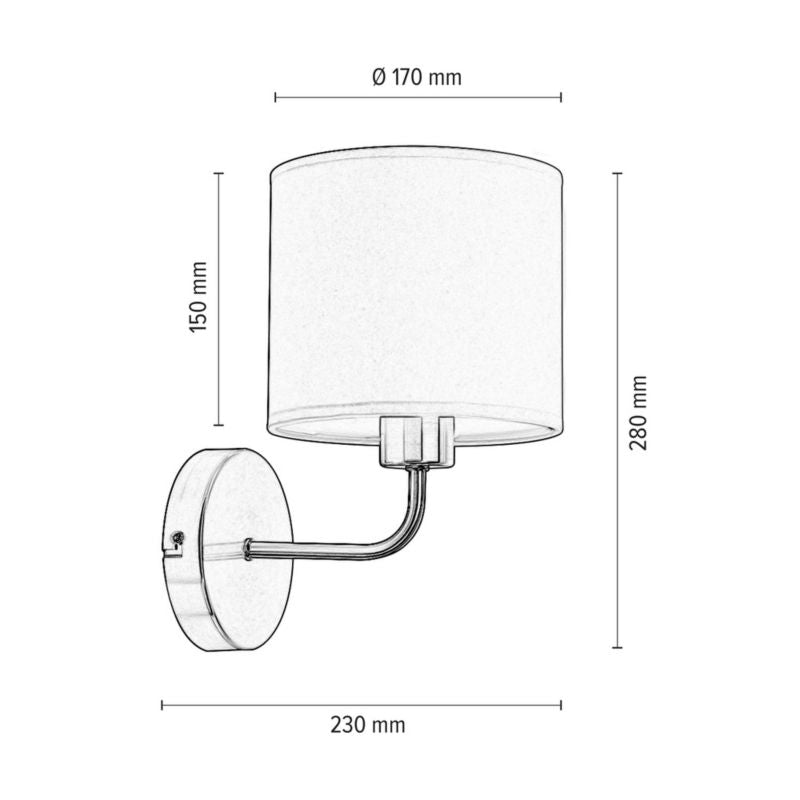 Væglampe SPOT Light 1xE27 Max. 40W Satinfinish og Lysegrå Lampeskærm, Polsk Producent, 1 stk.