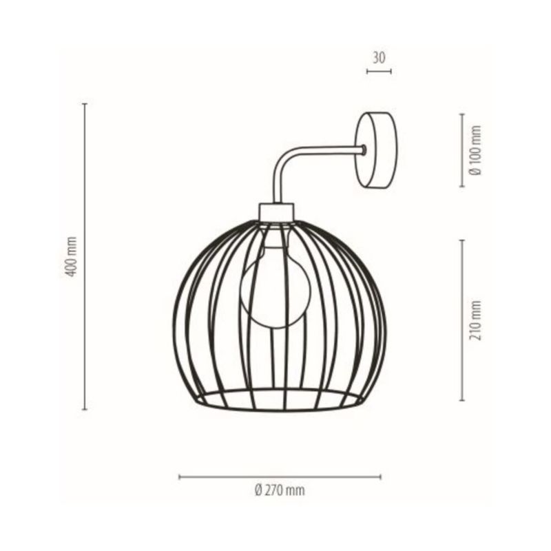 Væglampe SPOT Light 1xE27 Max. 60W Elegant sort med sort skærm, polsk producent, 1 stk.