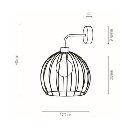 Væglampe SPOT Light 1xE27 Max. 60W Elegant sort med sort skærm, polsk producent, 1 stk.