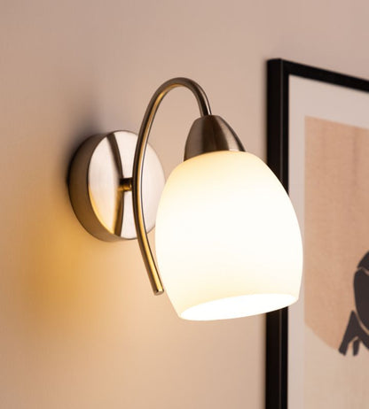 Væglampe SPOT Light 1xE27 Max. 60W – Elegant kombination af satin og hvidt glas, polsk producent, 1 stk.