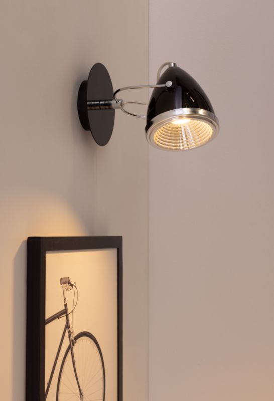 Spot Light væglampe 1xGU10 LED 6W i kombination af krom og sort i industriel stil, polsk producent, 1 stk.