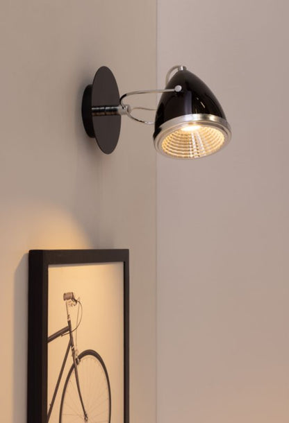 Spot Light væglampe 1xGU10 LED 6W i kombination af krom og sort i industriel stil, polsk producent, 1 stk.