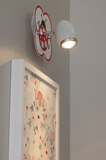 Væglampe SPOT Light 1xGU10 Max. 50W Hvid med Flerfarvet Mariehønemønster, Polsk Producent, 1 stk.