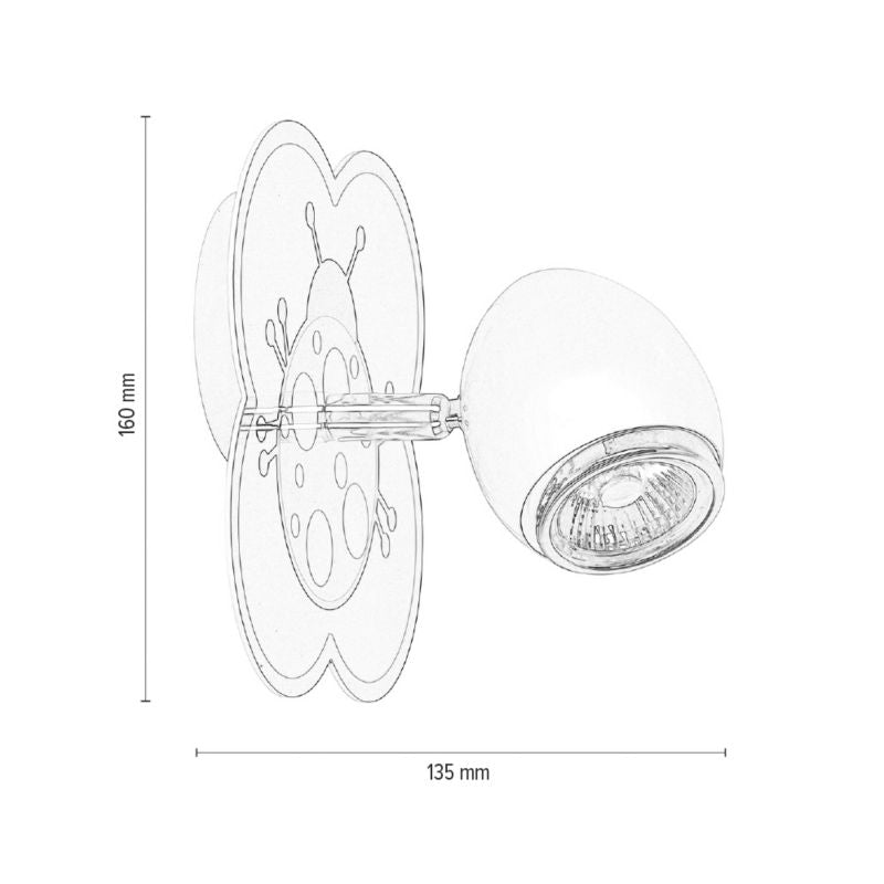 Væglampe SPOT Light 1xGU10 Max. 50W Hvid med Flerfarvet Mariehønemønster, Polsk Producent, 1 stk.