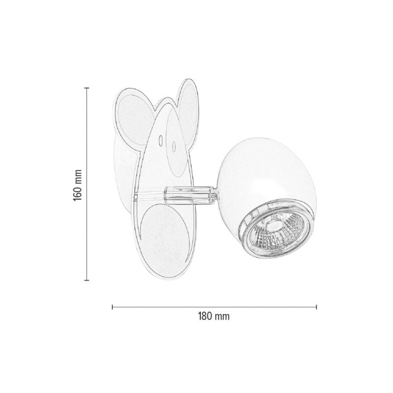 Væglampe SPOT Light 1xGU10 Max. 50W Hvid med Flerfarvet Hundemotiv, Polsk Producent, 1 stk.