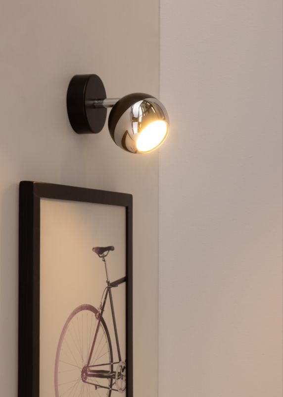 Væglampe SPOT Light 1xGU10 Max. 50W Krom og Sort, Industrielt Design fra Polsk Producent, 1 stk.