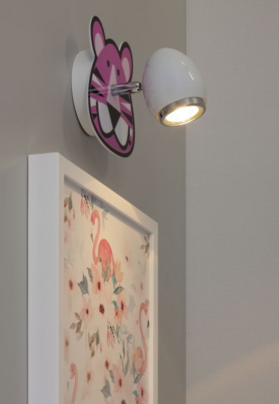 Væglampe SPOT Light 1xGU10 Max. 50W – Hvid med flerfarvet tigerprint, polsk producent, 1 stk.