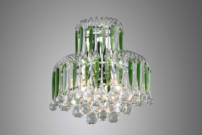 Væglampe SPOT Light 2xE14 Max. 40W Elegant kombination af grønt og transparent glas, 1 stk.
