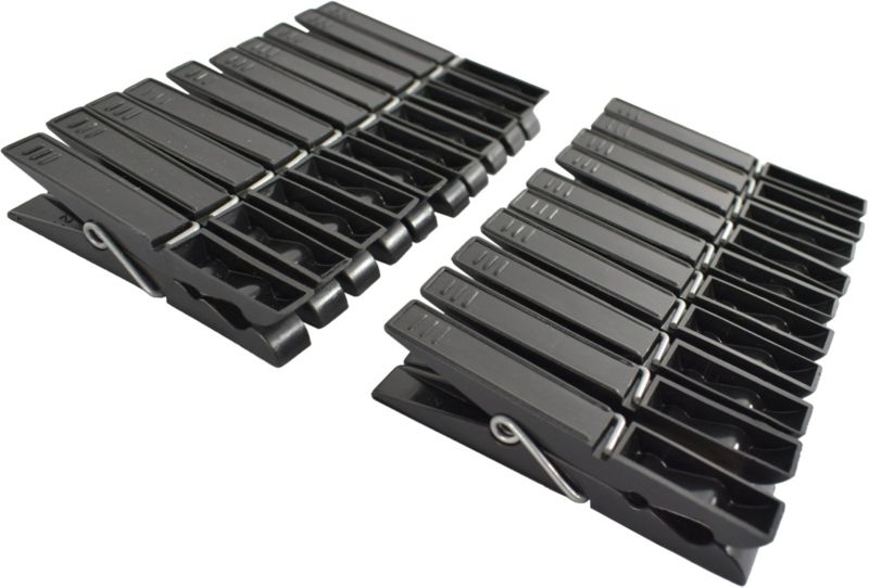 Tøjklemmer Sort Plast 20-Pak 2,8 x 7,1 x 12,4 mm