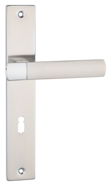 Dørhåndtag Gold 72 mm med nøgle i satin-nikkel/krom