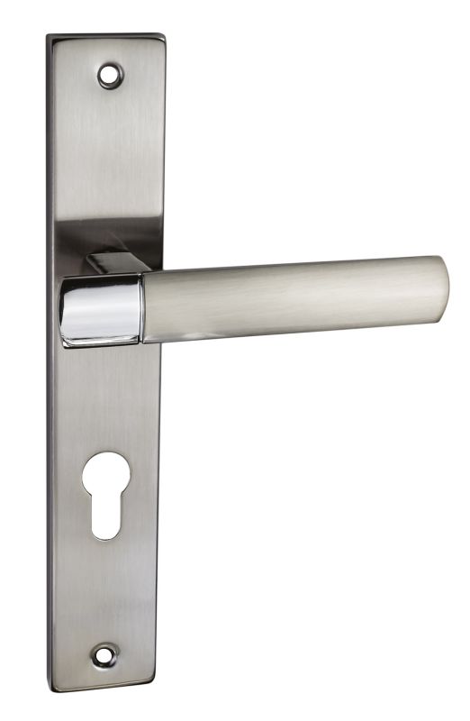 Dørhåndtag Gold 72 mm med nøgle i satin-nikkel/krom