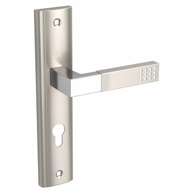 Kuchinox Prima dørhåndtag med lang plade Yale satin/krom