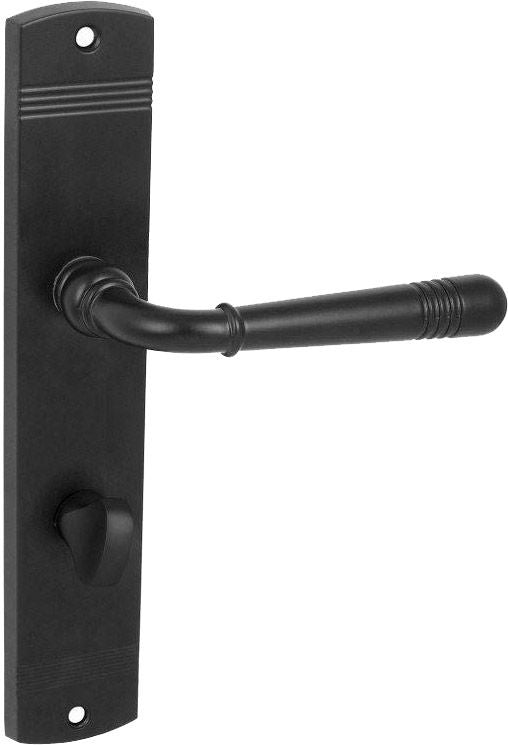 Loft dørhåndtag med lang plade 72 mm WC mat-sort