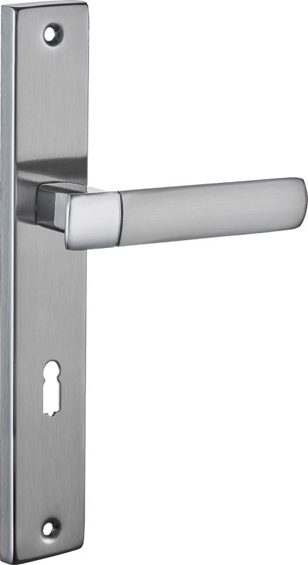Dørhåndtag Schaffner Gold 90 mm med nøgle i satin-nikkel/krom