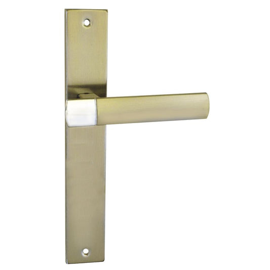Schaffner Gold dørhåndtag uden gennemgående hul i satin‑nikkel/krom
