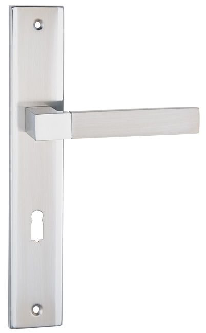 Schaffner Helen dørhåndtag 72 mm med nøgle, satin-nikkel/krom
