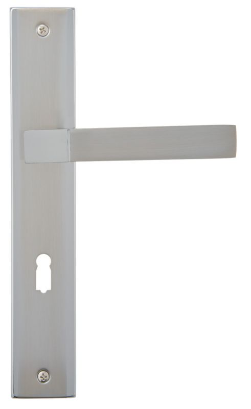 Schaffner Helen dørhåndtag 72 mm med nøgle, satin-nikkel/krom