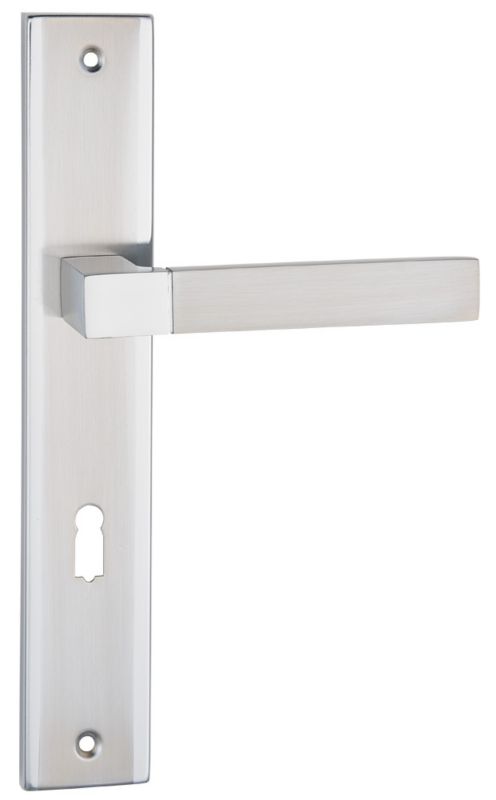 Schaffner Helen dørhåndtag 72 mm med nøgle, satin-nikkel/krom