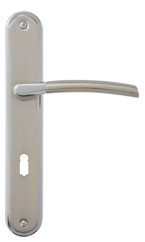 Dørhåndtag Schaffner Kora 72 mm med nøgle i satin-nikkel/krom