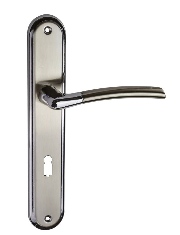 Dørhåndtag Schaffner Kora 72 mm med nøgle i satin-nikkel/krom