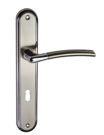 Dørhåndtag Schaffner Kora 72 mm med nøgle i satin-nikkel/krom