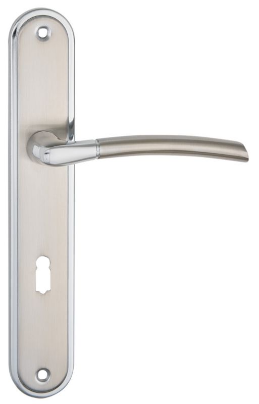 Dørhåndtag Schaffner Kora 72 mm med nøgle i satin-nikkel/krom