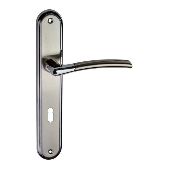 Dørhåndtag Schaffner Kora 90 mm med nøgle i satin-nikkel/krom