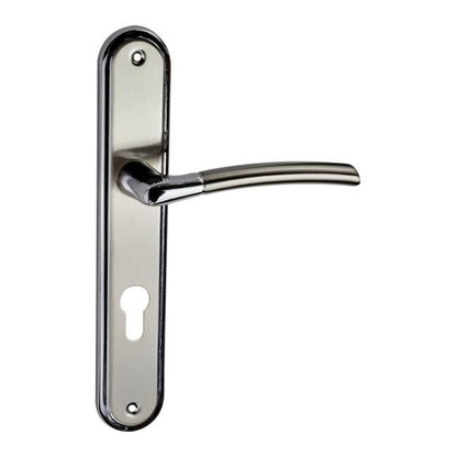 Dørgreb 90 mm til låsecylinder Nikel satin/krom