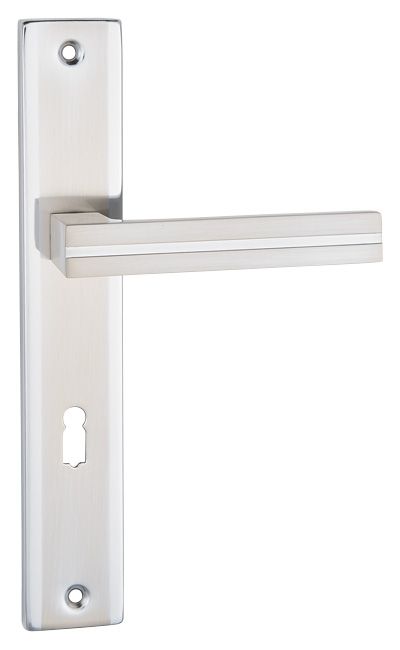 Schaffner Mada dørhåndtag 72 mm med nøgle i satin‑nikkel/krom