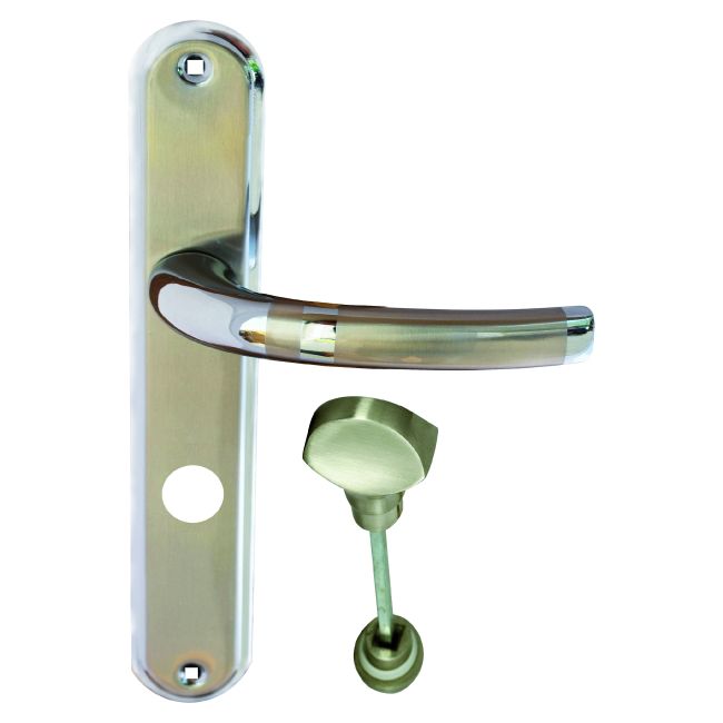 Dørhåndtag Schaffner Olivia 72 mm WC i satin-nikkel/krom