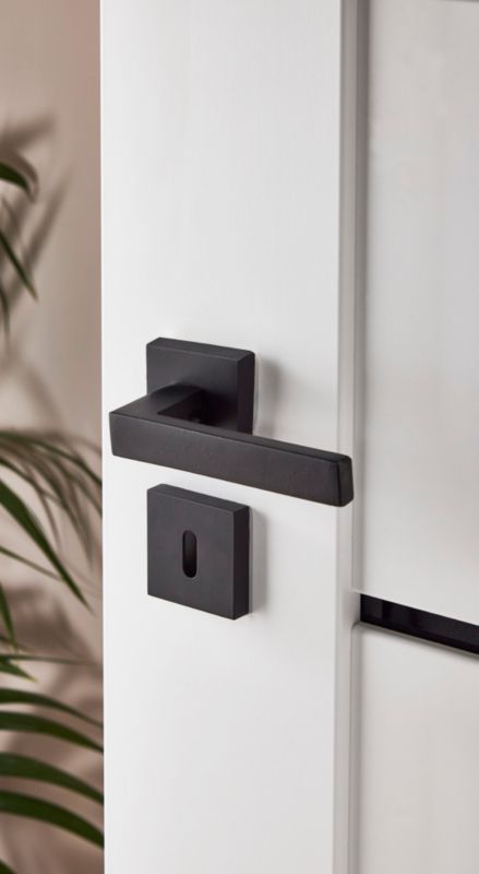 Dørgreb Firkantet Roset Sort Aluminium