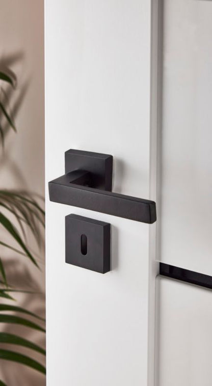 Dørgreb Firkantet Roset Sort Aluminium