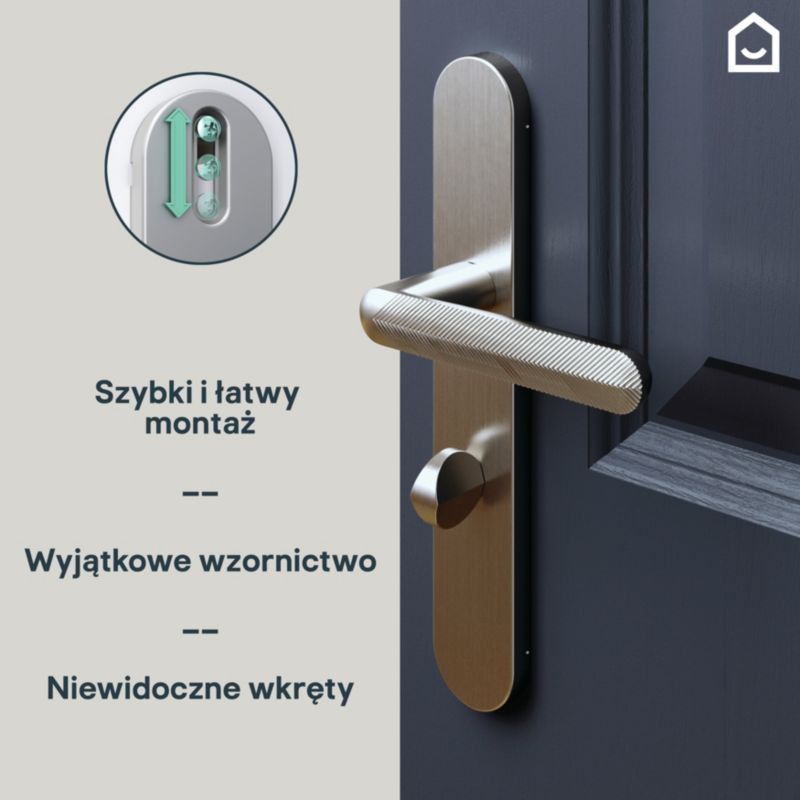 GoodHome Feather dørhåndtag med WC-skilt i satin-nikkel