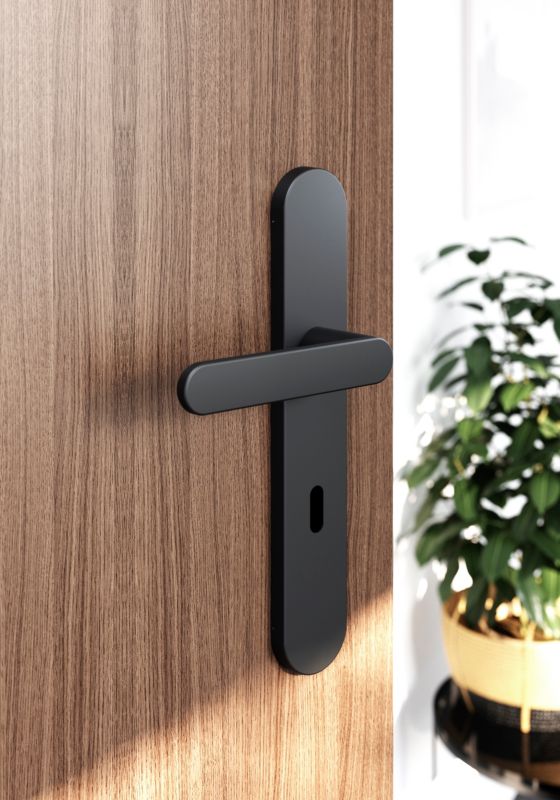 GoodHome Minimal dørgreb med nøgleskilt mat sort