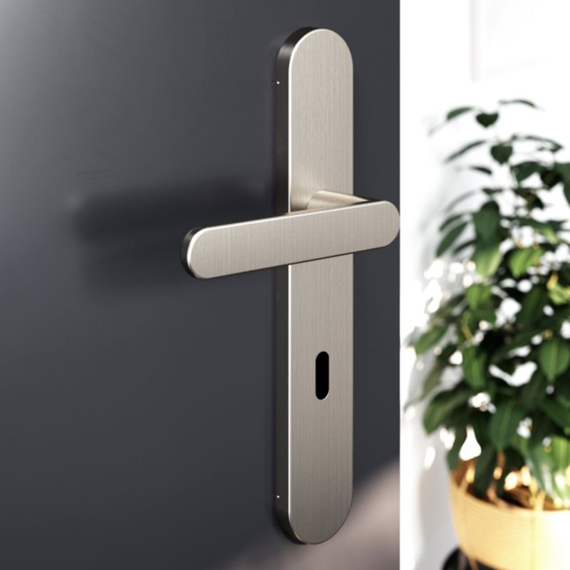 GoodHome Minimal dørhåndtag med nøgleskilt i satin‑nikkel