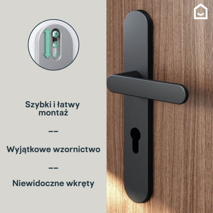 Dørgreb Minimal Sort Mat med Skilt og Låsekasse