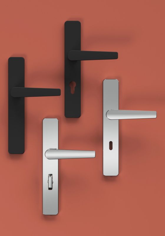 GoodHome Robust dørhåndtag med nøgleskilt i poleret krom
