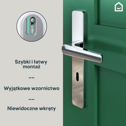 GoodHome Robust dørhåndtag med nøgleskilt i poleret krom