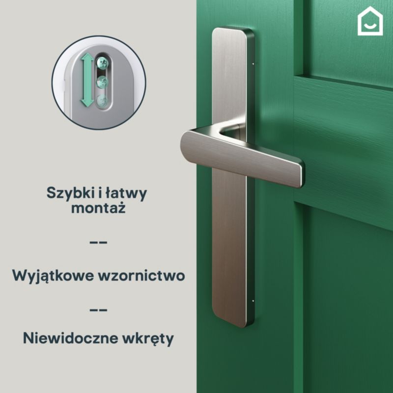 GoodHome Robust dørhåndtag med skilt i satin-nikkel
