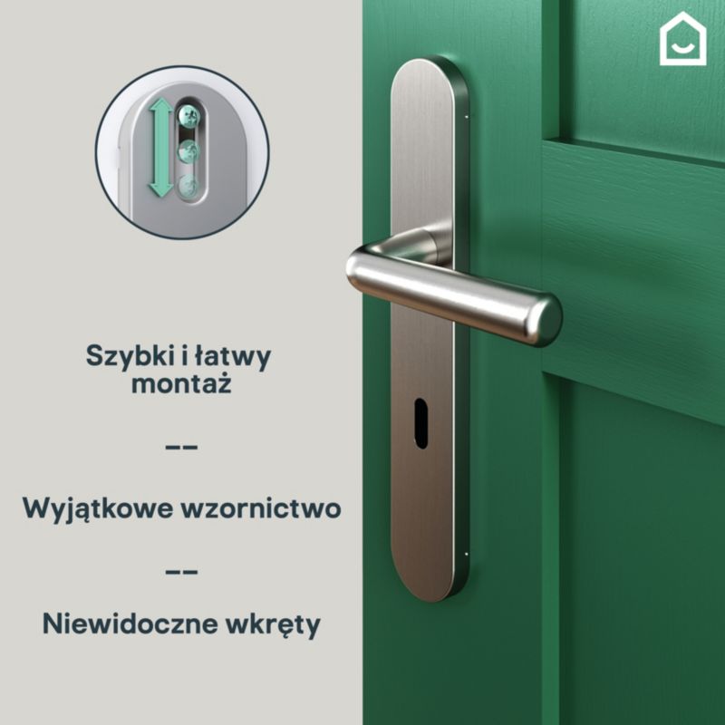 GoodHome Solid dørhåndtag med nøgleskilt i satin-nikkel