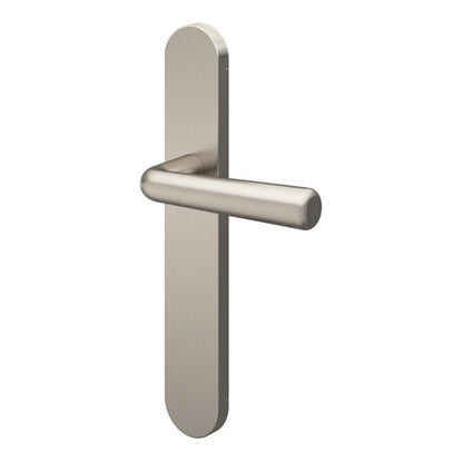 GoodHome Solid dørhåndtag med roset i satin‑nikkel