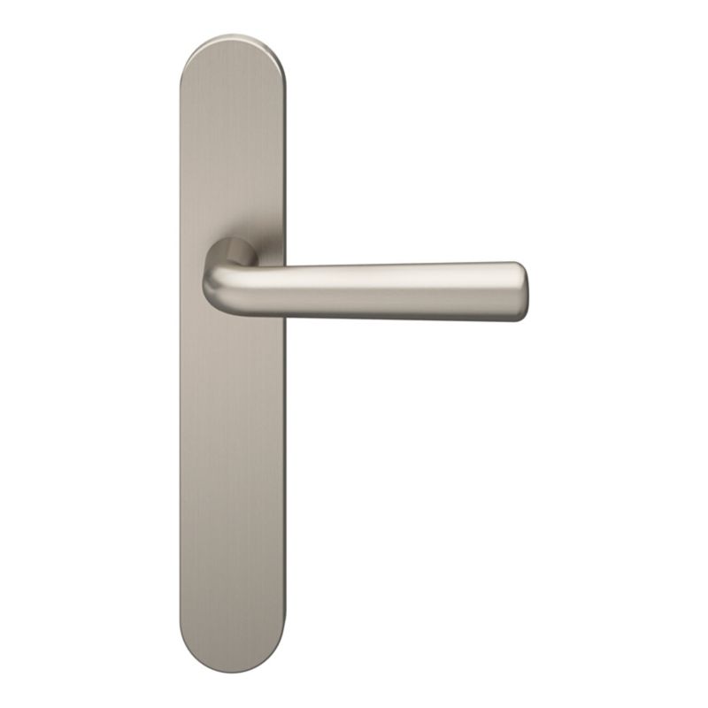 GoodHome Solid dørhåndtag med roset i satin‑nikkel