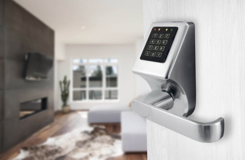 Dørhåndtag med kodelås og RFID-kortlæser Eura sølv