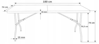 Klapbord 180x74 cm Sort Rattanlook