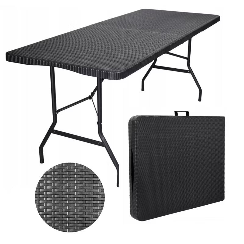 Klapbord 180x74 cm Sort Rattanlook
