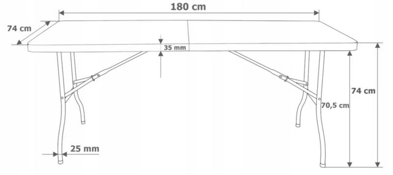 Klapbord 180x74 cm Sort Rattanlook