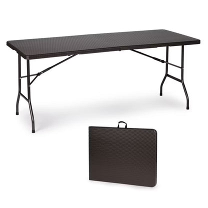 Klapbord 180x75 cm Sort Rattan RZK-180B