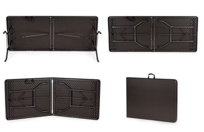 Klapbord 180x75 cm Sort Rattan RZK-180B